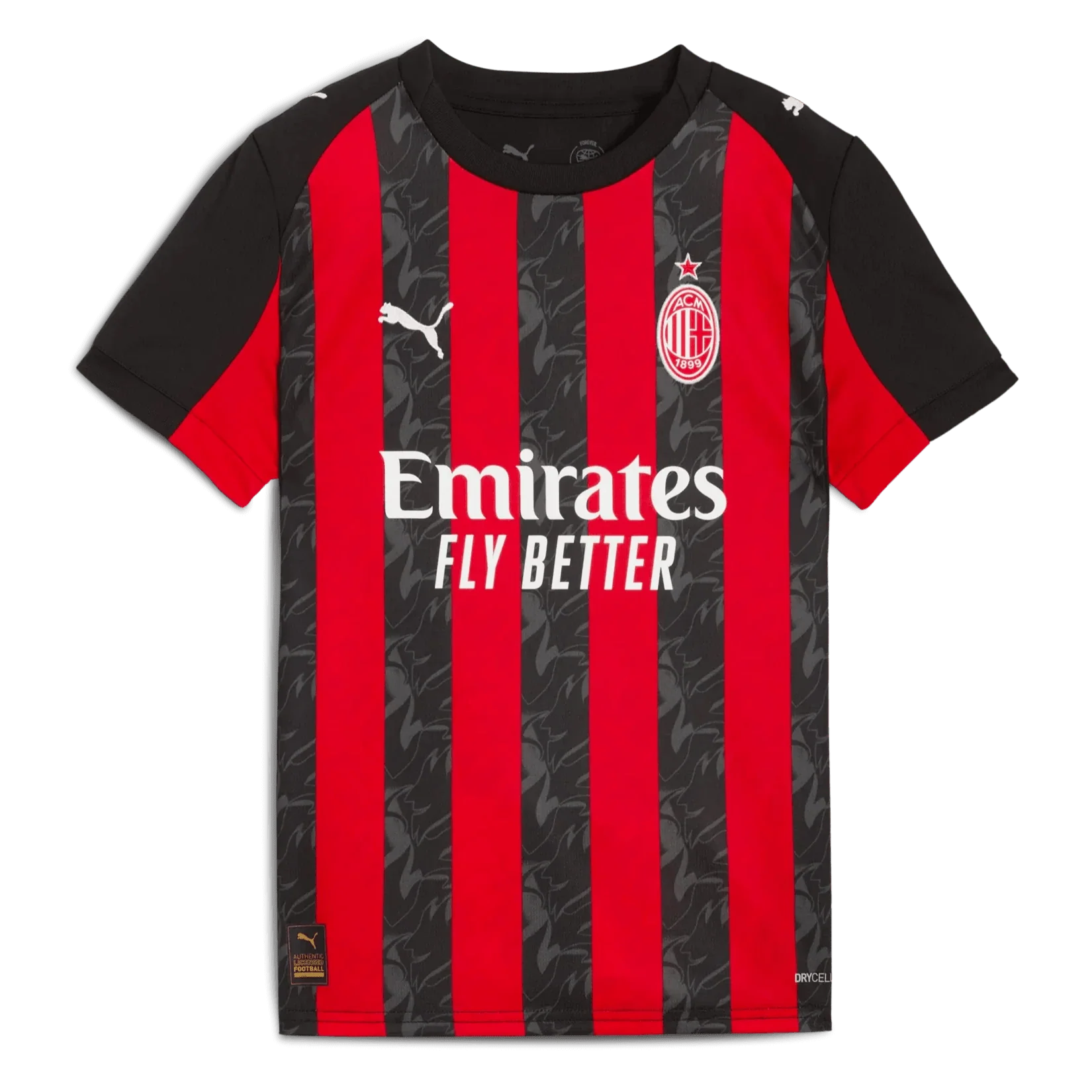 Puma 2025-26 AC Milan Youth Stadium Home Soccer Jersey