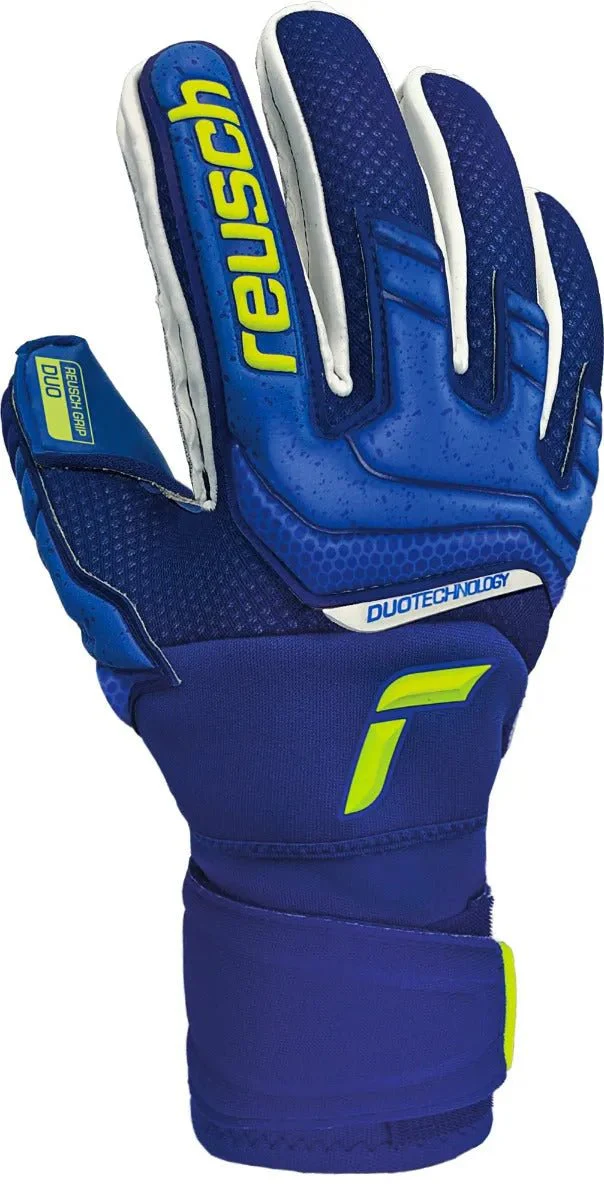 Reusch Attrakt Duo Ortho-Tech Goalkeeper Gloves - Blue-Volt - Image 2