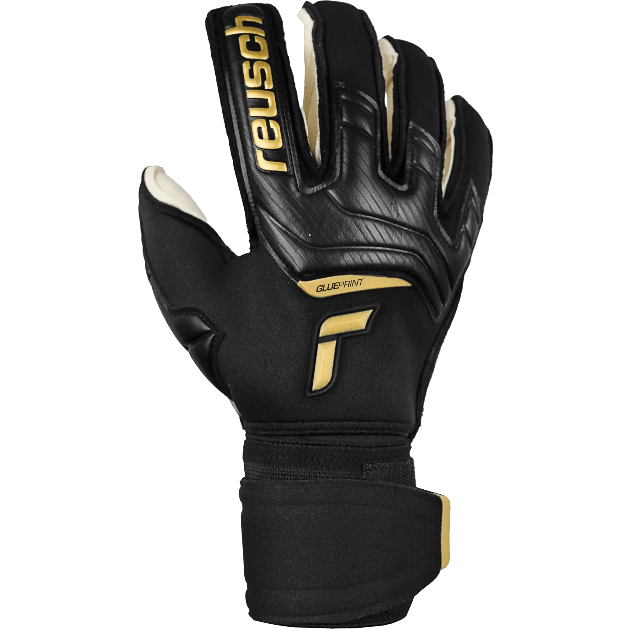Reusch Attrakt Gold X Glueprint Ortho-Tec Goalkeeper Gloves - Black-Gold - Image 2