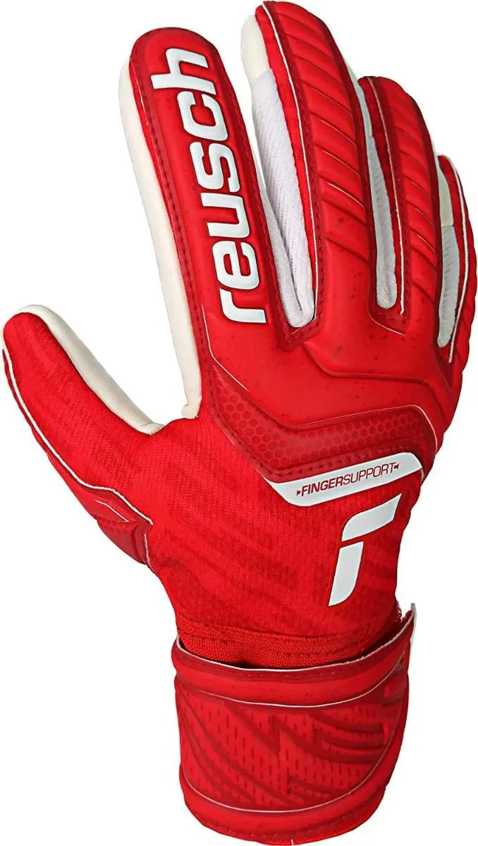 Reusch JR Attrakt Grip Evolution Finger Support Goalkeeper Gloves - Red-White - Image 2