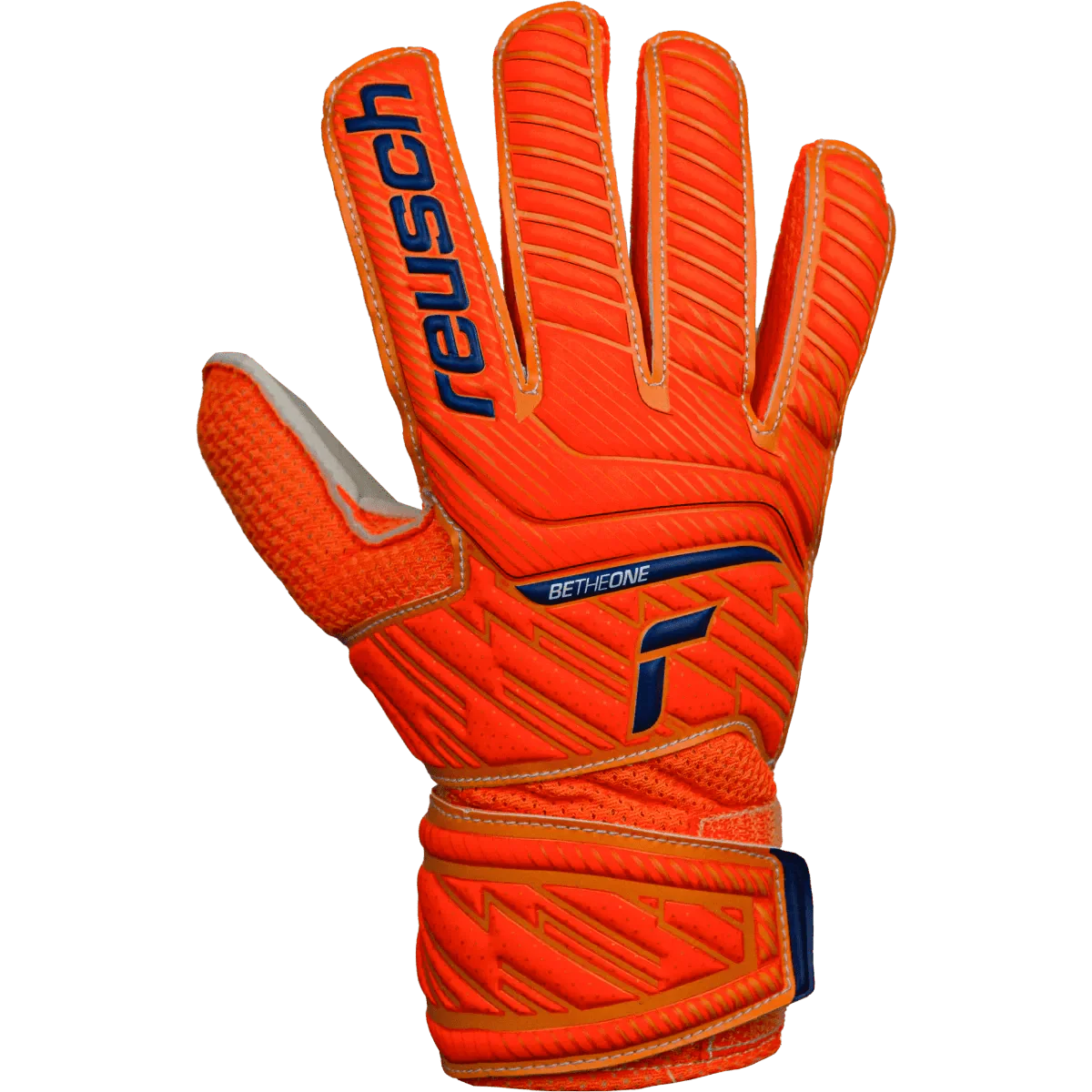Reusch JR Attrakt Solid Goalkeeper Gloves - Orange-Blue - Image 2