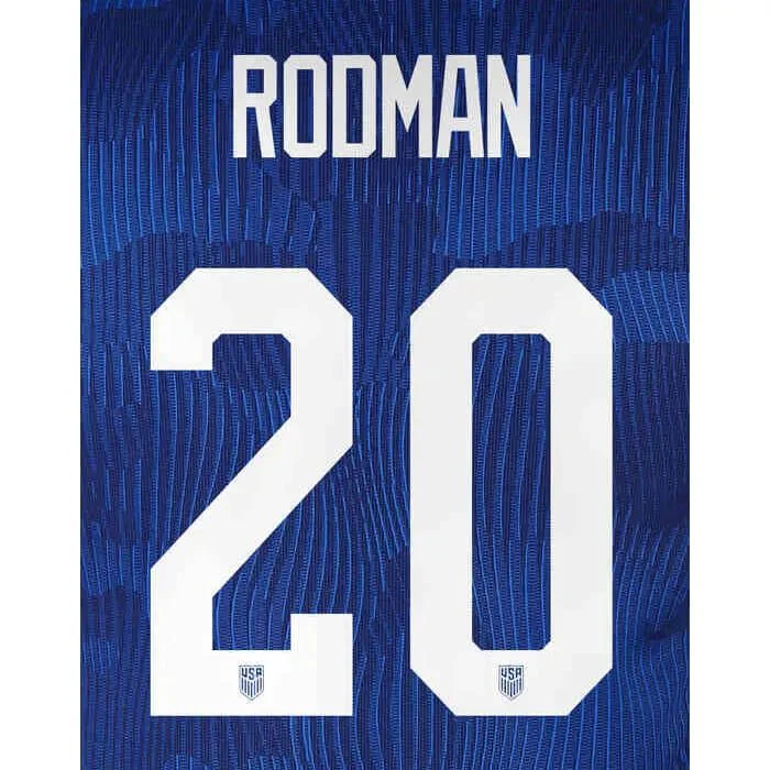 USWNT 2022/23 Away Rodman #20 Jersey Name Set (10 inch)